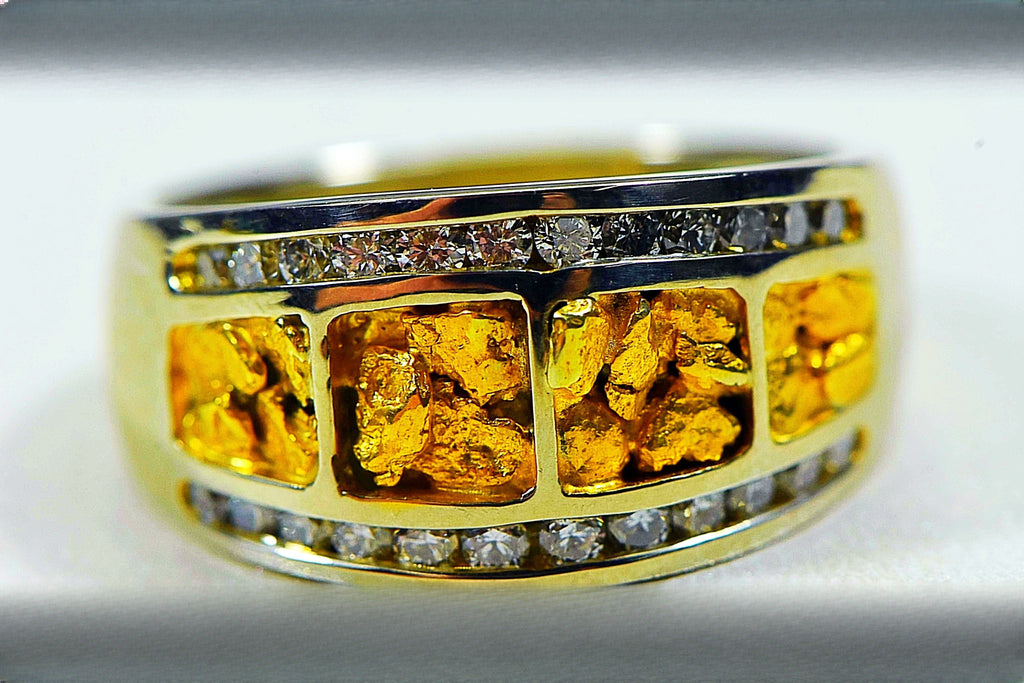 Gold Nugget Women's Ring "Orocal" RL1075DNW Genuine Hand Crafted Jewelry - 14K Casting