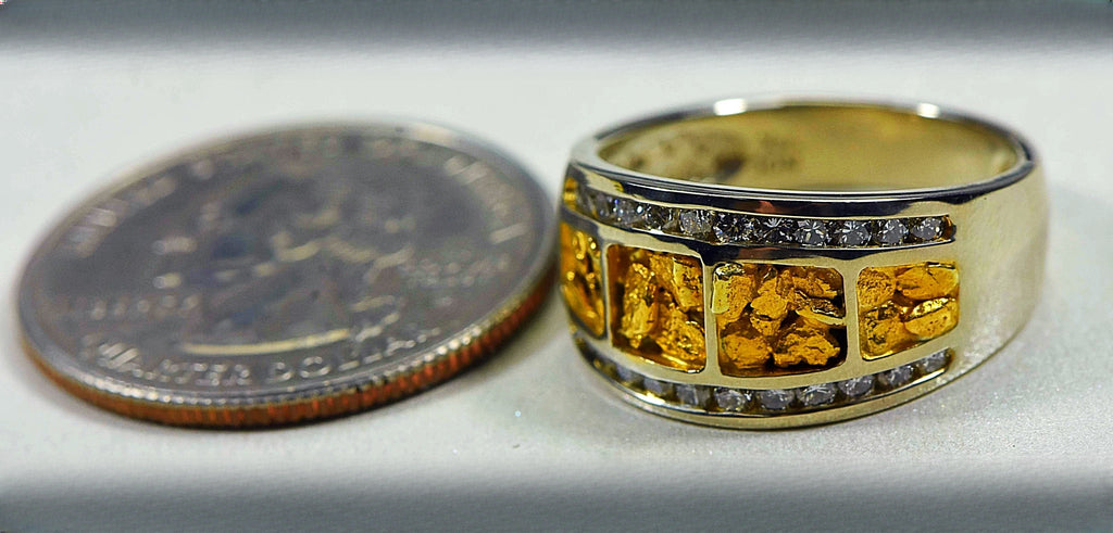Gold Nugget Women's Ring "Orocal" RL1075DNW Genuine Hand Crafted Jewelry - 14K Casting