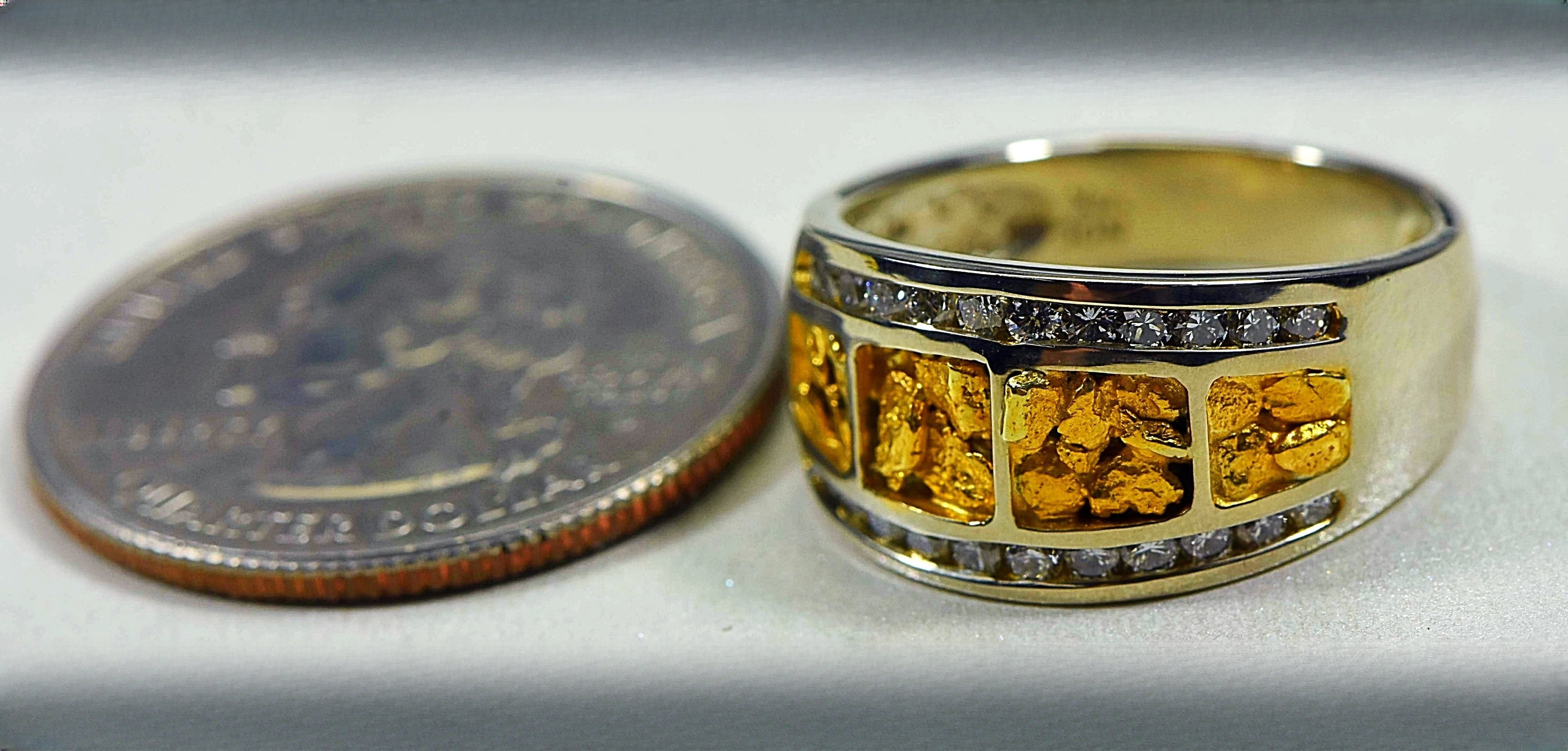 Gold Nugget Women's Ring "Orocal" RL1075DNW Genuine Hand Crafted Jewelry - 14K Casting