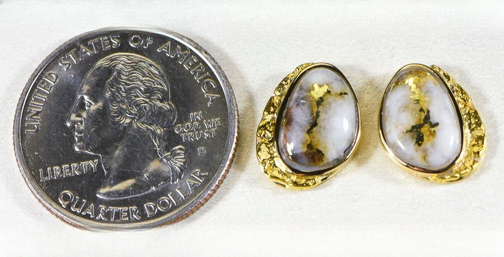 Gold Quartz Earrings "Orocal" ESC126Q Genuine Hand Crafted Jewelry - 14K Gold Yellow Gold Casting