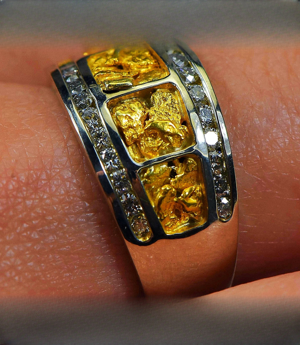 Gold Nugget Women's Ring "Orocal" RL1075DNW Genuine Hand Crafted Jewelry - 14K Casting