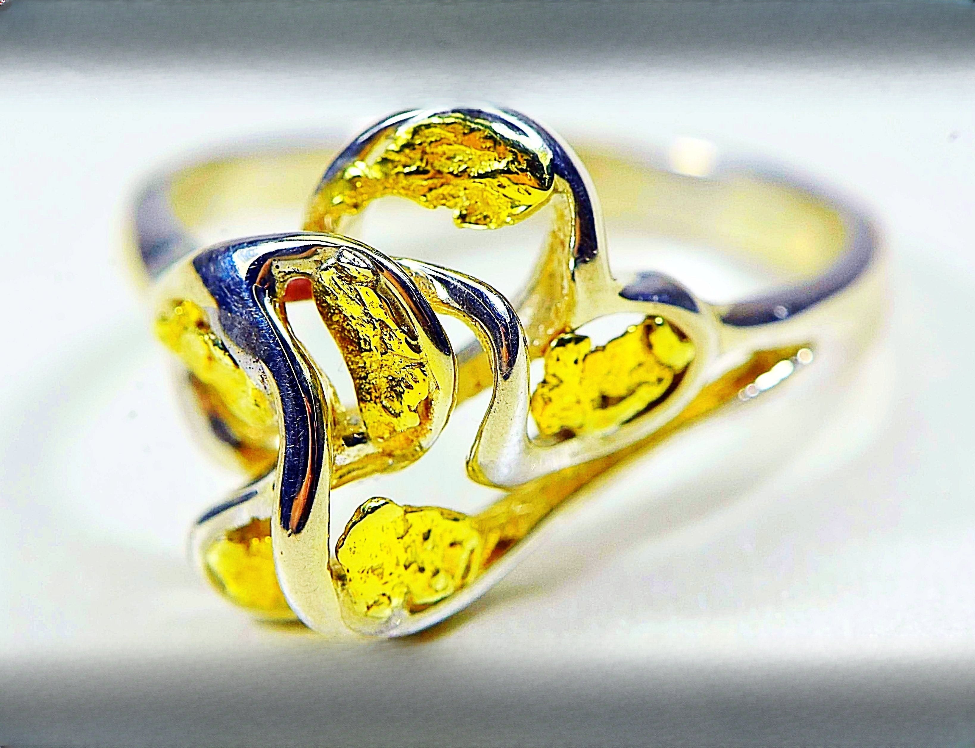 Gold Nugget Women's Ring "Orocal" RL169SS Genuine Hand Crafted Jewelry