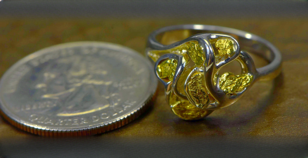 Gold Nugget Women's Ring "Orocal" RL169SS Genuine Hand Crafted Jewelry