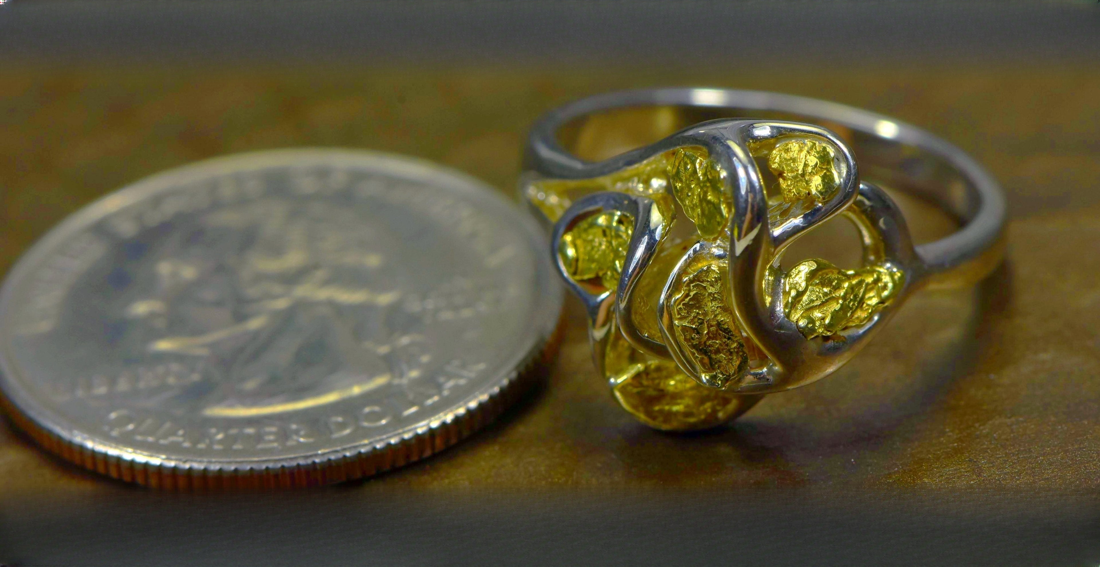 Gold Nugget Women's Ring "Orocal" RL169SS Genuine Hand Crafted Jewelry