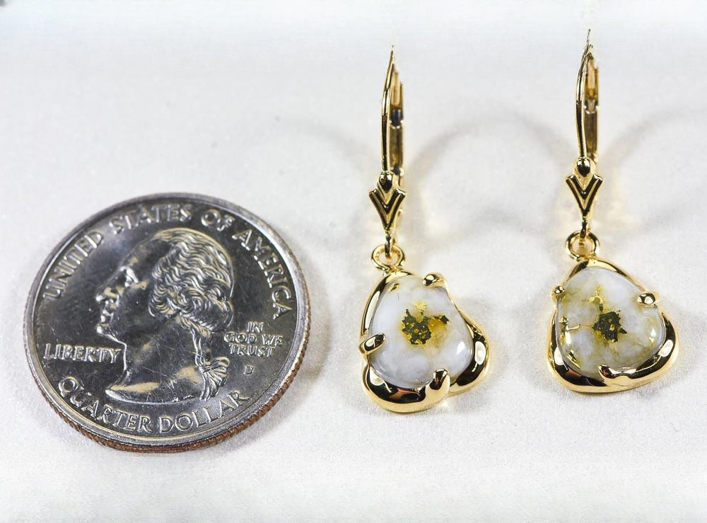 Gold Quartz Earrings "Orocal" ESC115XSQ/LB Genuine Hand Crafted Jewelry - 14K Gold Casting