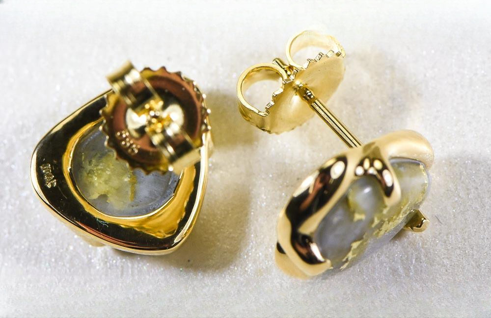 Gold Quartz Earrings "Orocal" ESC115XSQ Genuine Hand Crafted Jewelry - 14K Gold Casting