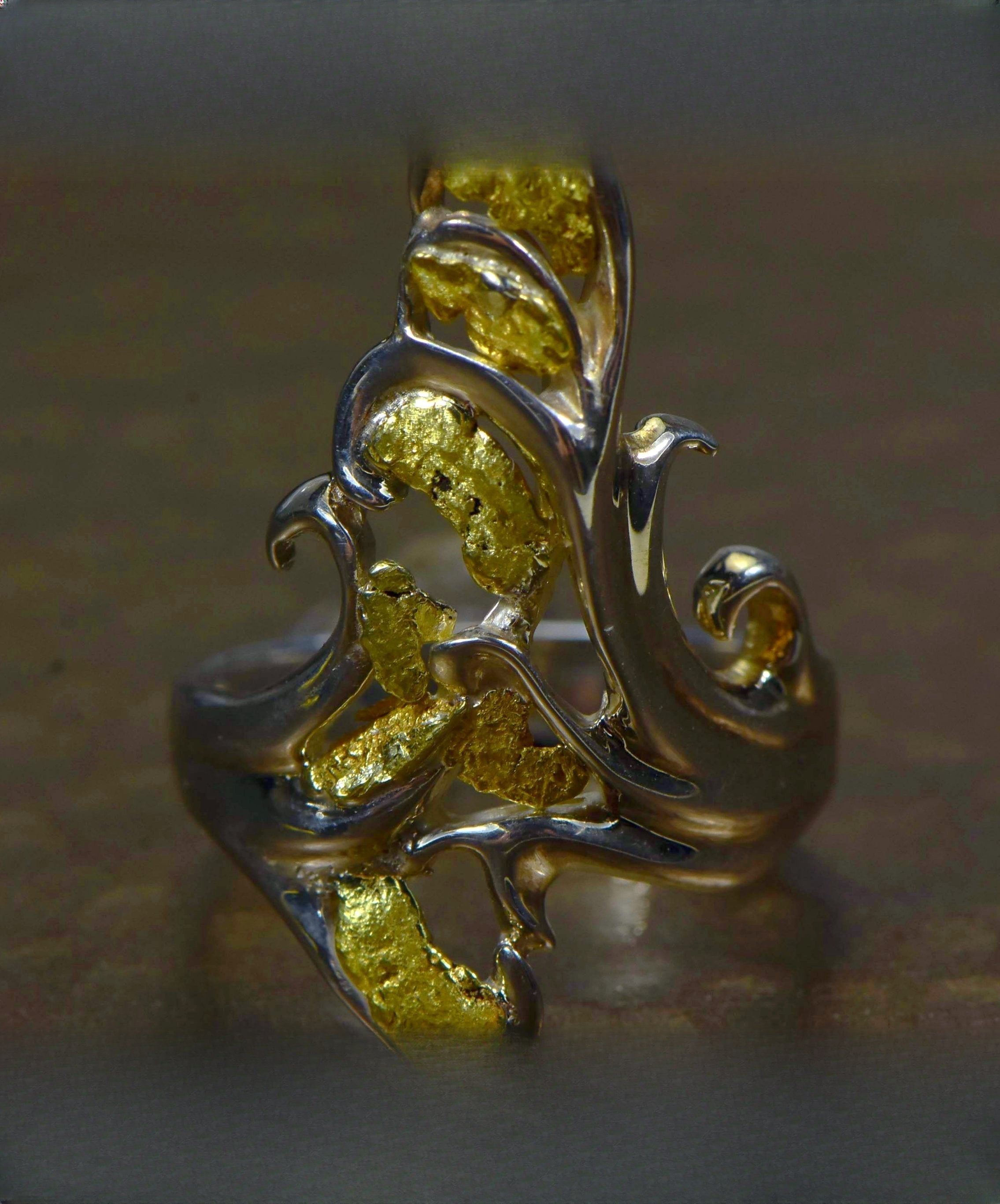 Gold Nugget Women's Ring "Orocal" RL469NSS Genuine Hand Crafted Jewelry