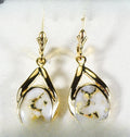 Gold Quartz Earrings "Orocal" EN782Q/LB Genuine Hand Crafted Jewelry - 14K Gold Casting