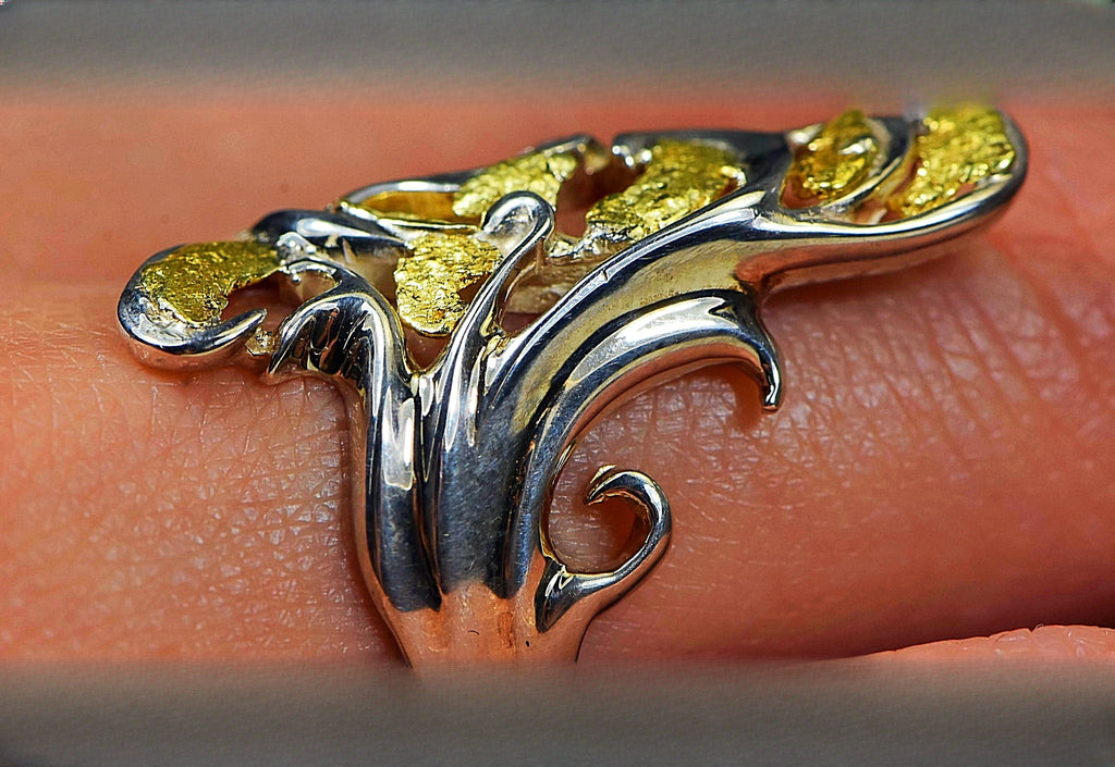 Gold Nugget Women's Ring "Orocal" RL469NSS Genuine Hand Crafted Jewelry