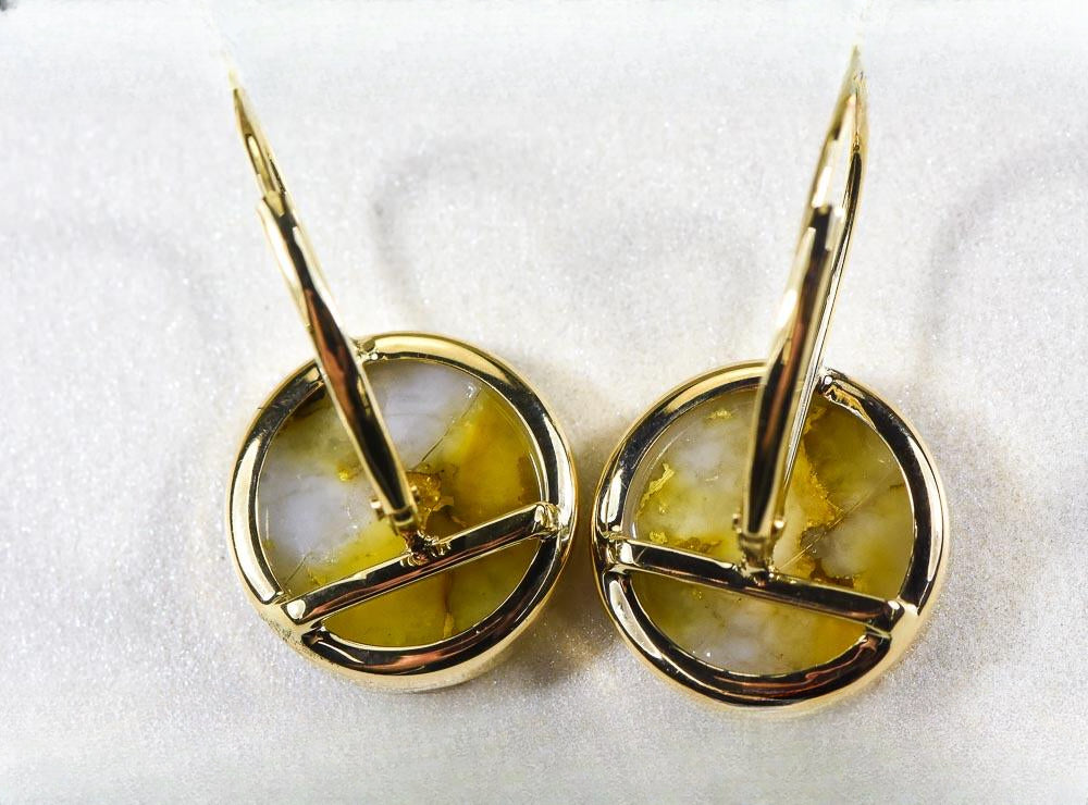 Gold Quartz Earrings "Orocal" ELBBZ12MMQ Genuine Hand Crafted Jewelry - 14K Gold Casting