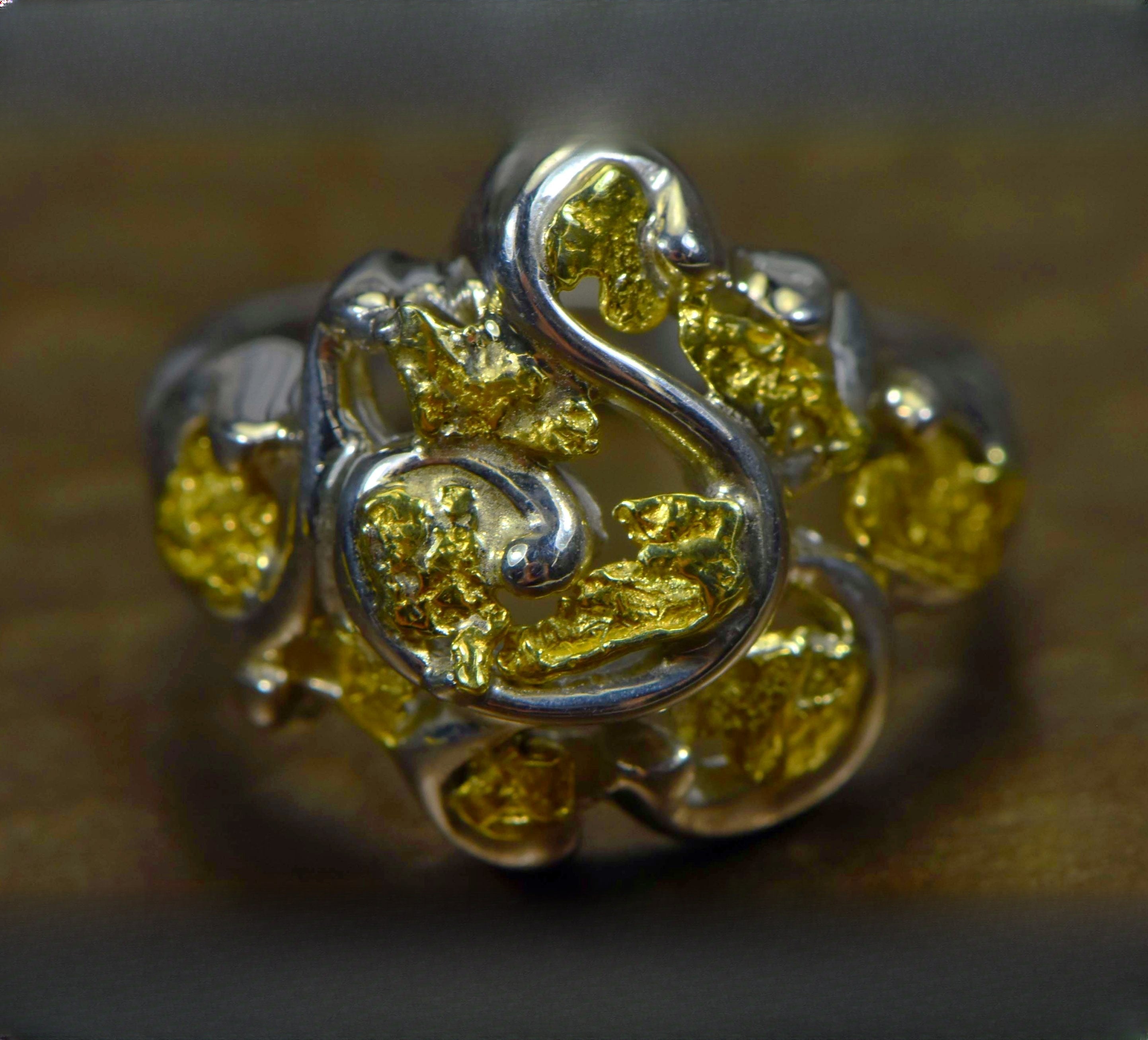 Gold Nugget Women's Ring "Orocal" RL462SS Genuine Hand Crafted Jewelry