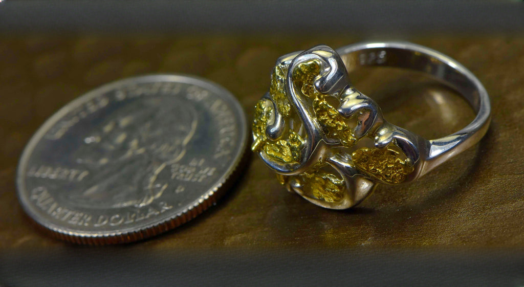 Gold Nugget Women's Ring "Orocal" RL462SS Genuine Hand Crafted Jewelry