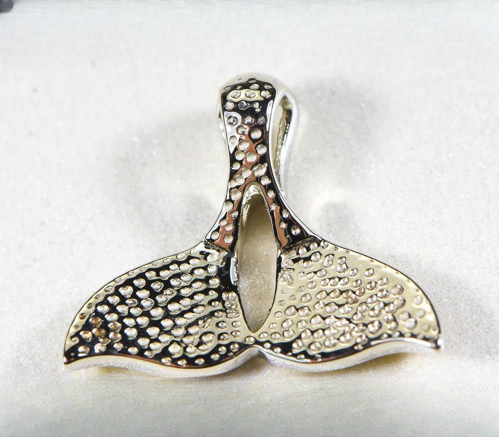 Gold Nugget Pendant Whales Tail "Orocal" PWT24WX Genuine Hand Crafted Jewelry - 14K Gold White Gold Casting