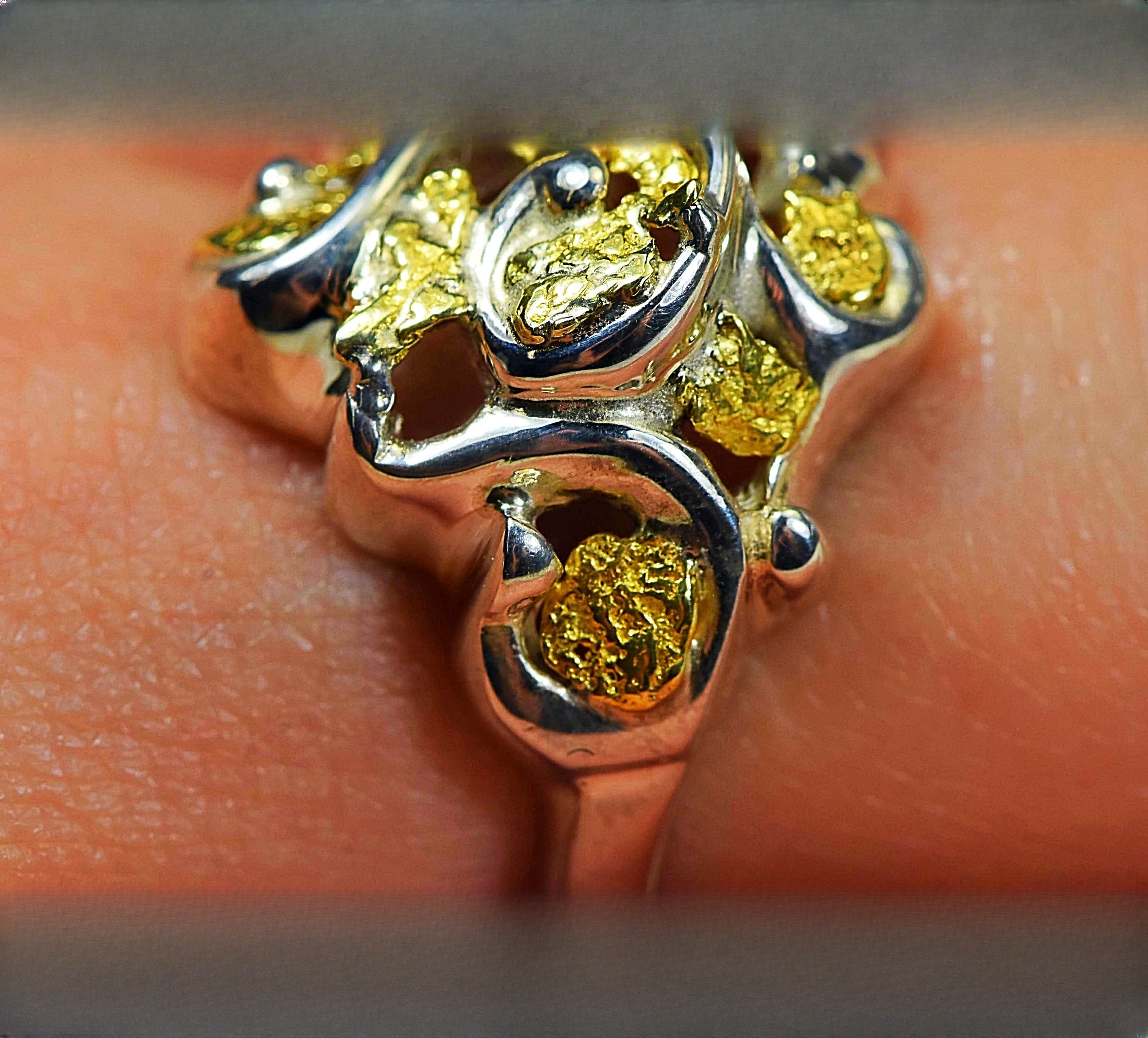 Gold Nugget Women's Ring "Orocal" RL462SS Genuine Hand Crafted Jewelry
