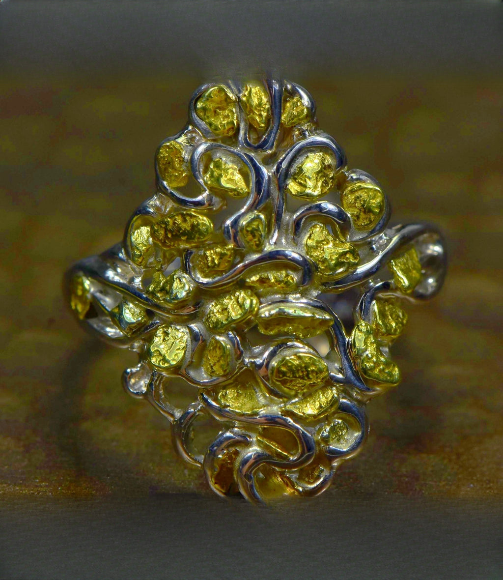 Gold Nugget Women's Ring "Orocal" RL239SS Genuine Hand Crafted Jewelry