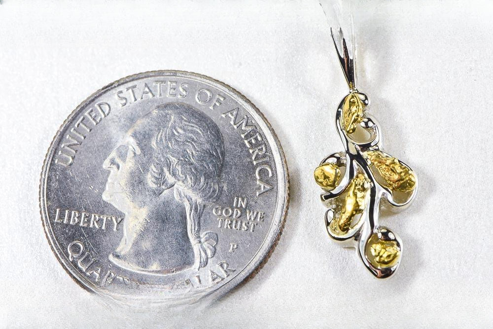 Gold Nugget Pendant "Orocal" PN284NWX Genuine Hand Crafted Jewelry - 14K Gold White Gold Casting