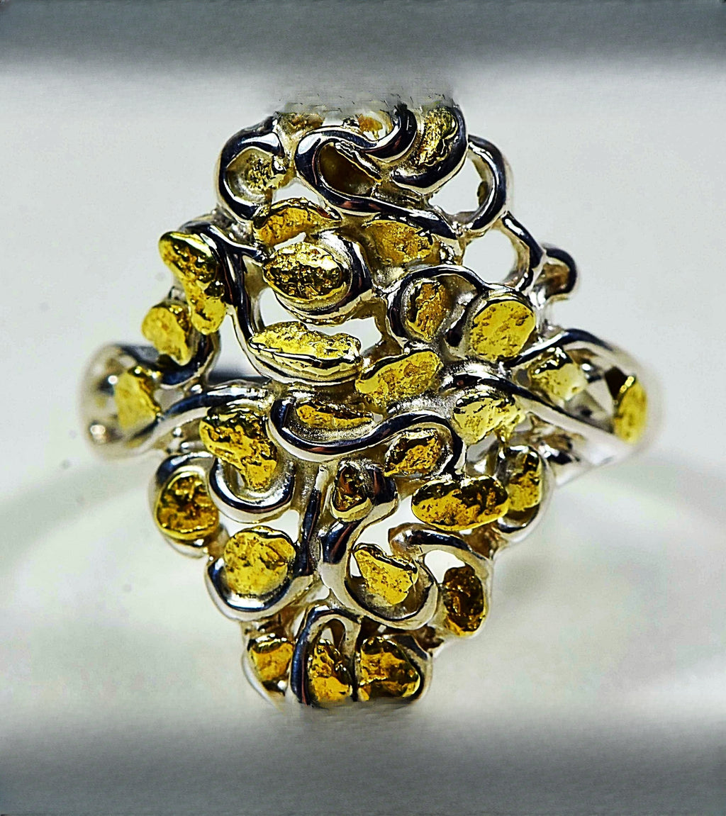 Gold Nugget Women's Ring "Orocal" RL239SS Genuine Hand Crafted Jewelry