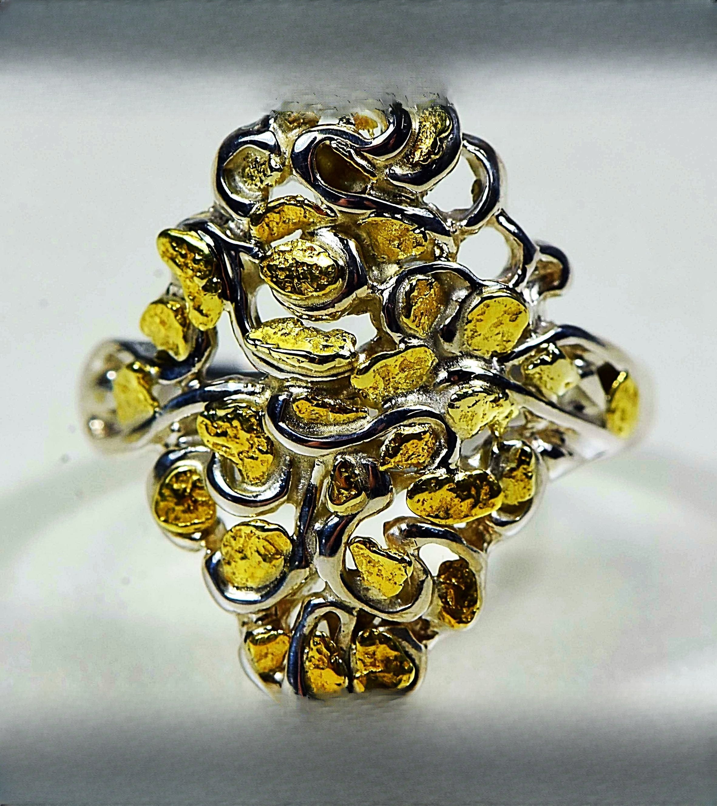 Gold Nugget Women's Ring "Orocal" RL239SS Genuine Hand Crafted Jewelry