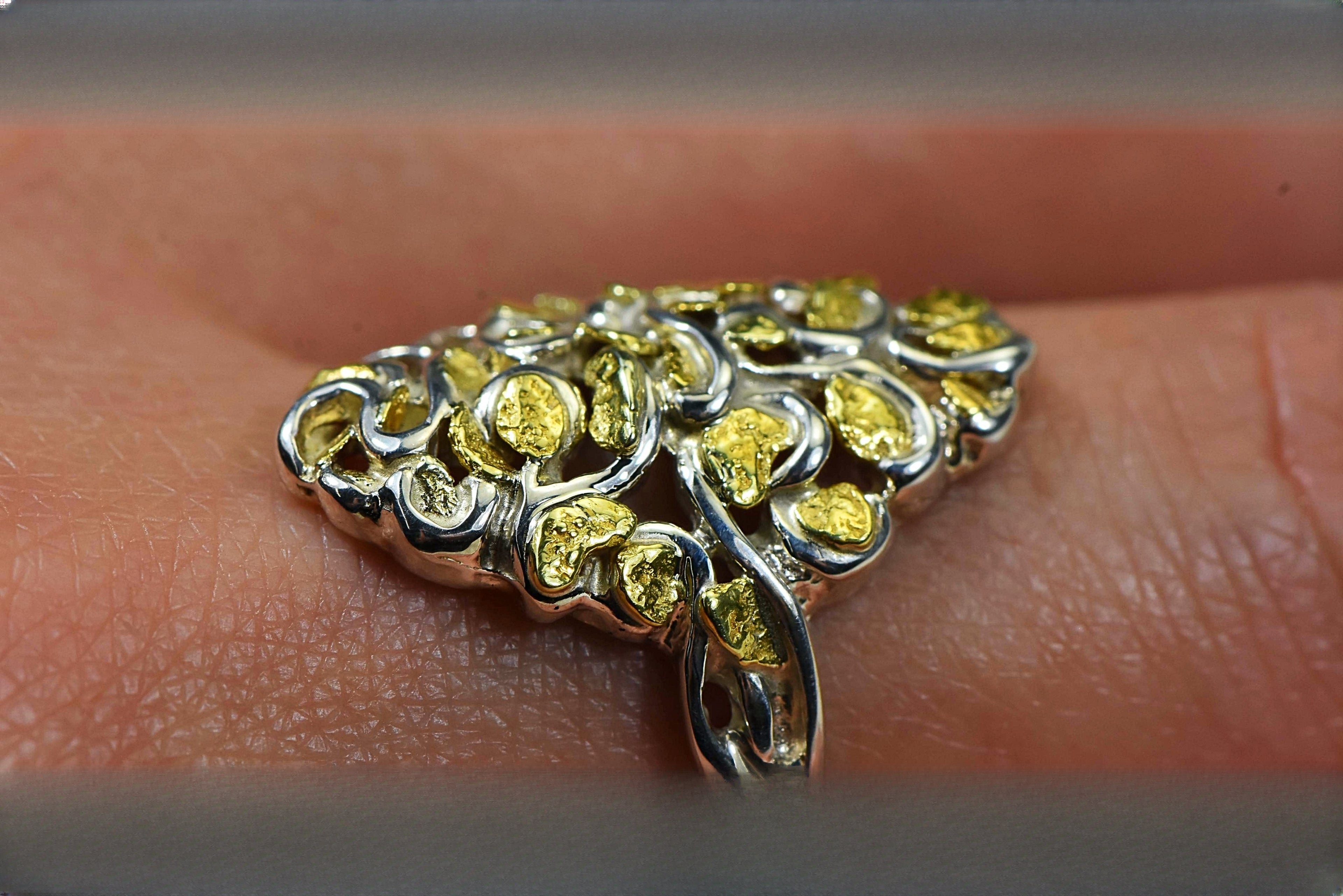Gold Nugget Women's Ring "Orocal" RL239SS Genuine Hand Crafted Jewelry