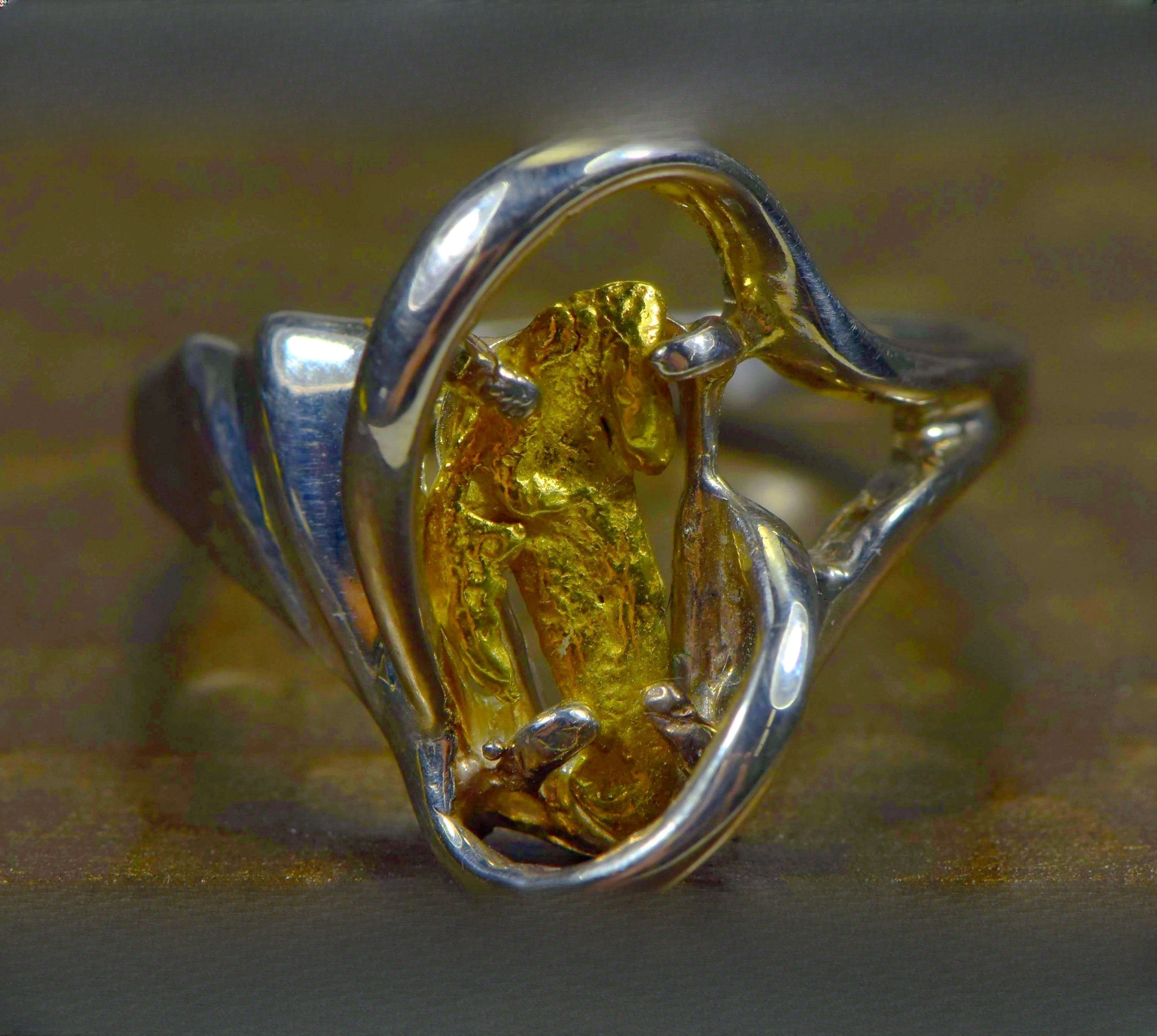 Gold Nugget Women's Ring "Orocal" RL784NSS Genuine Hand Crafted Jewelry