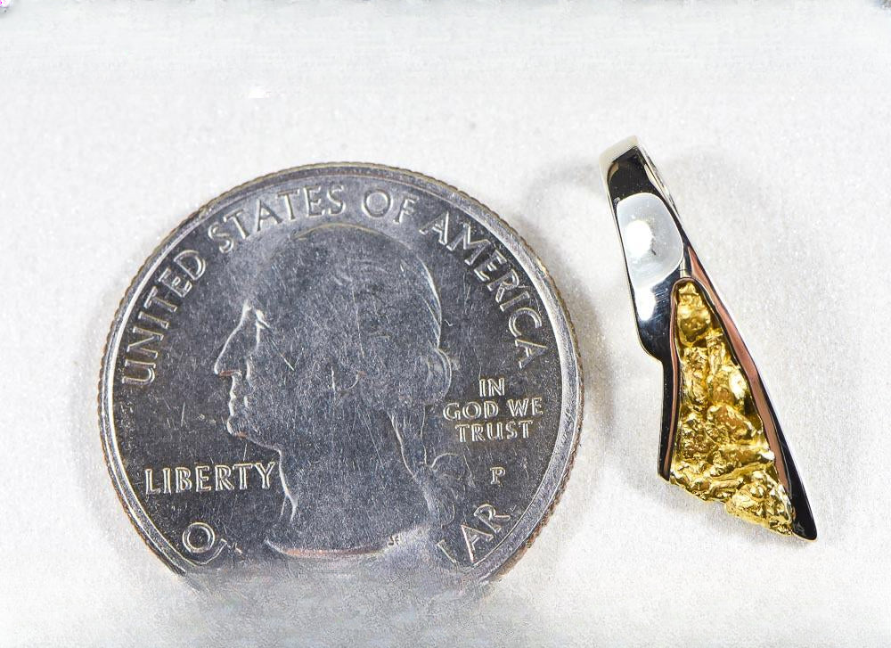 Gold Nugget Pendant "Orocal" PDL129NWX Genuine Hand Crafted Jewelry - 14K Gold White Gold Casting
