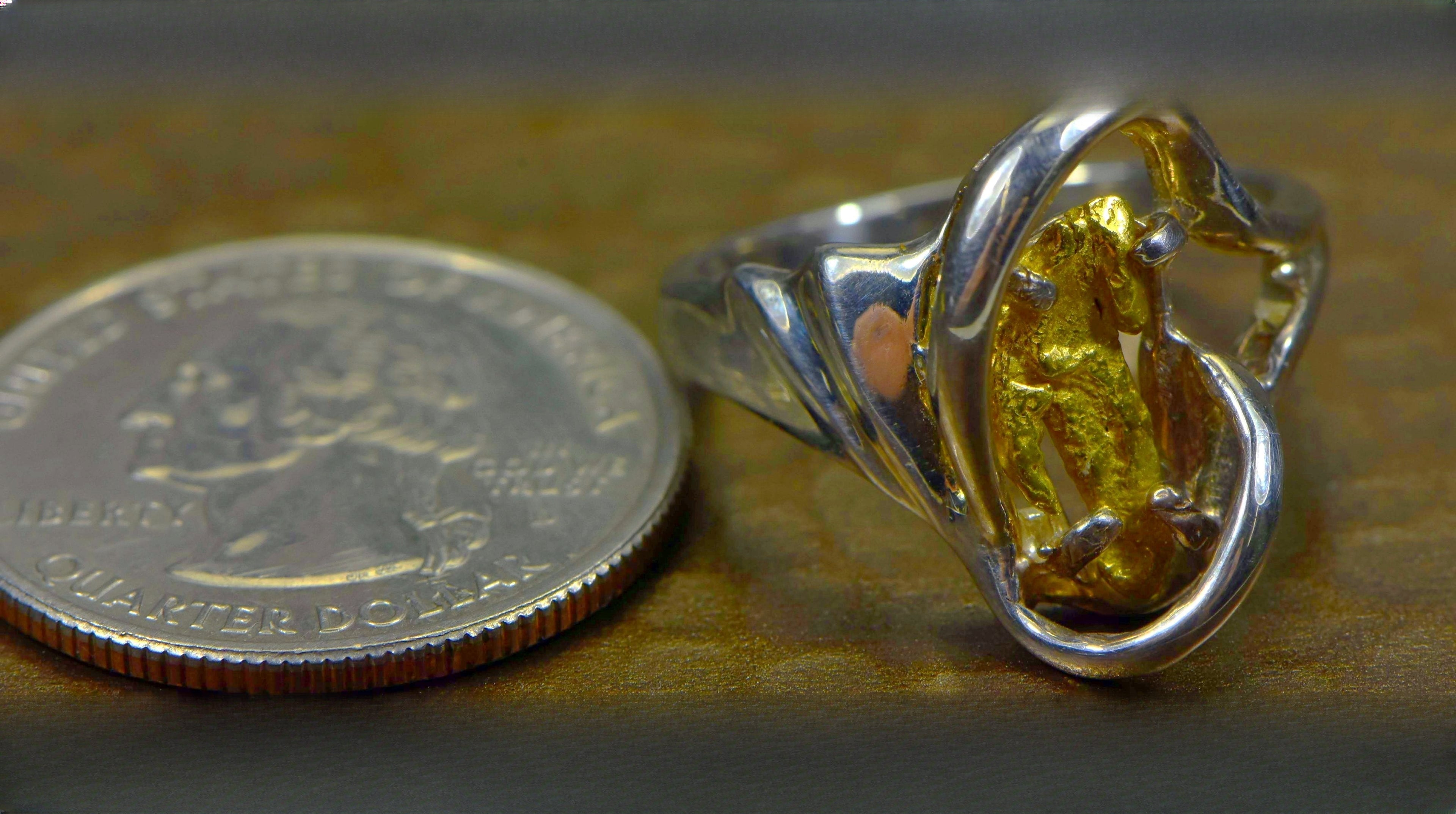 Gold Nugget Women's Ring "Orocal" RL784NSS Genuine Hand Crafted Jewelry