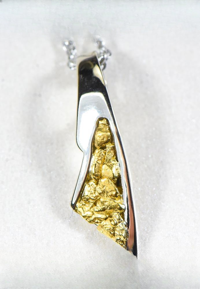 Gold Nugget Pendant "Orocal" PDL129NWX Genuine Hand Crafted Jewelry - 14K Gold White Gold Casting