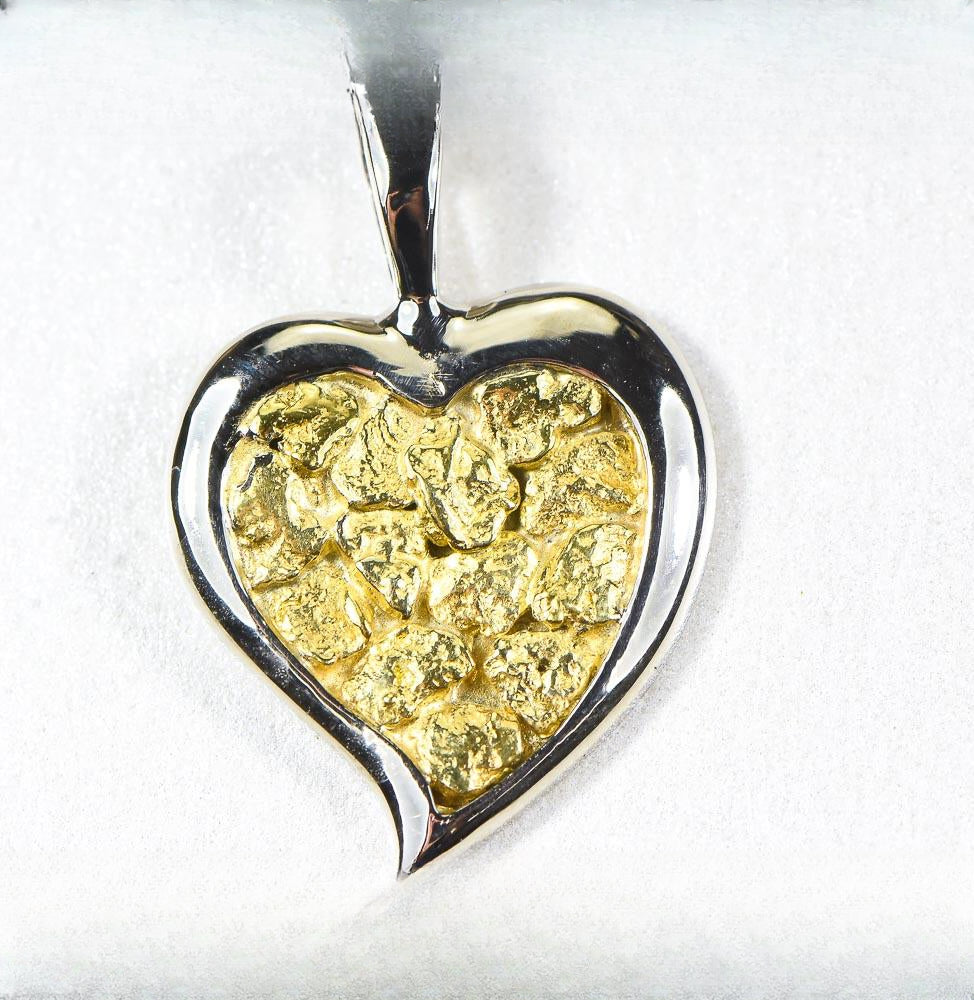 Gold Nugget Pendant "Orocal" PH12W Genuine Hand Crafted Jewelry - 14K Gold White Gold Casting