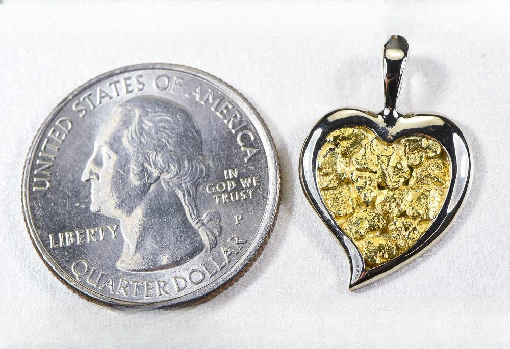 Gold Nugget Pendant "Orocal" PH12W Genuine Hand Crafted Jewelry - 14K Gold White Gold Casting