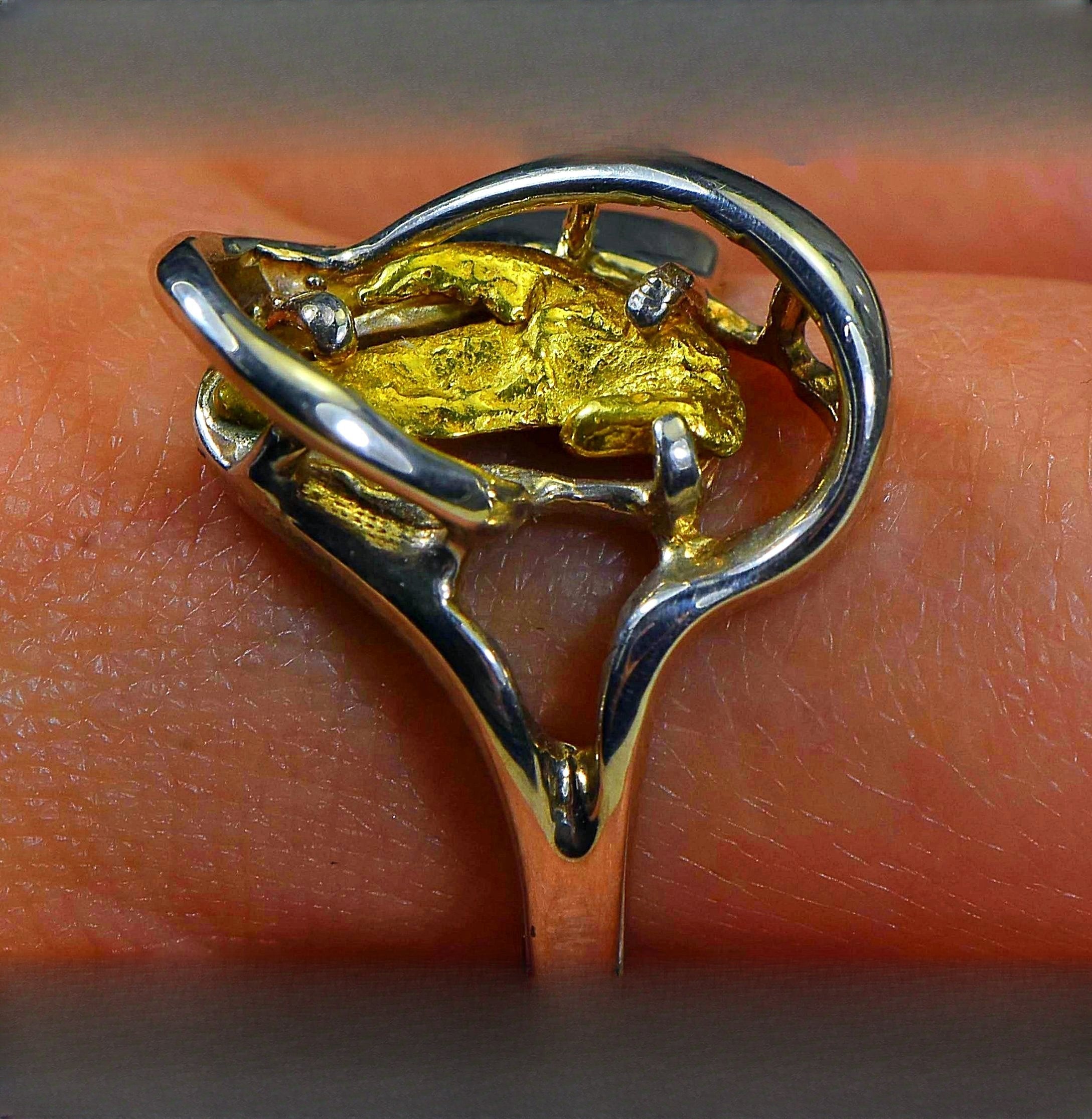 Gold Nugget Women's Ring "Orocal" RL784NSS Genuine Hand Crafted Jewelry