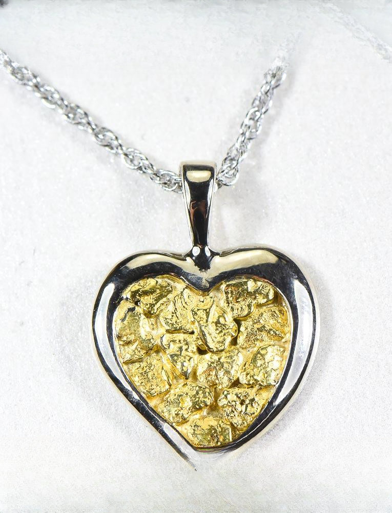 Gold Nugget Pendant "Orocal" PH12W Genuine Hand Crafted Jewelry - 14K Gold White Gold Casting