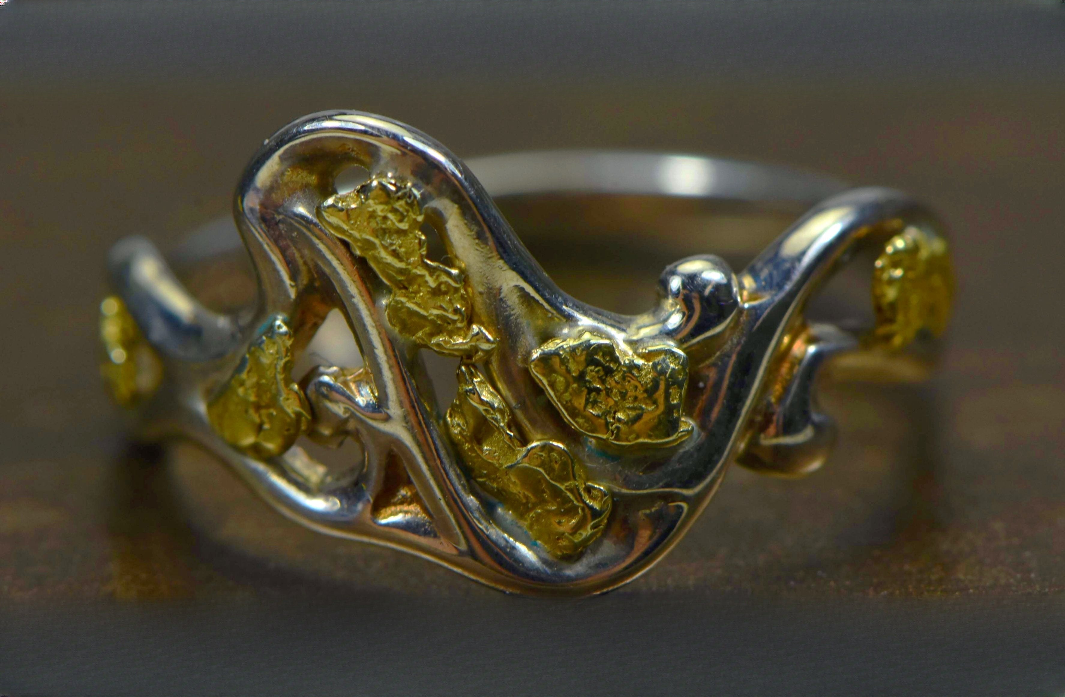 Gold Nugget Women's Ring "Orocal" RL179SS Genuine Hand Crafted Jewelry