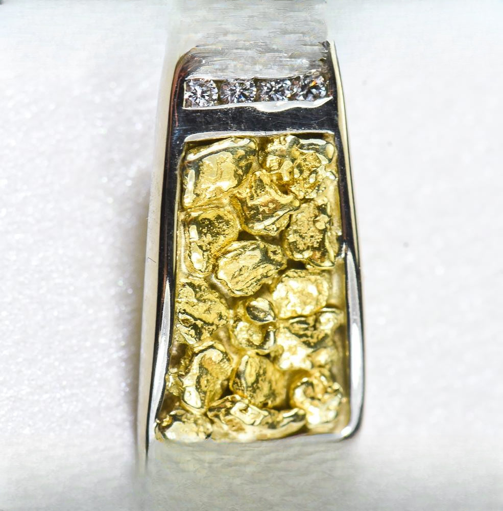 Gold Nugget Pendant "Orocal" PN892DNWX Genuine Hand Crafted Jewelry - 14K Gold White Gold Casting