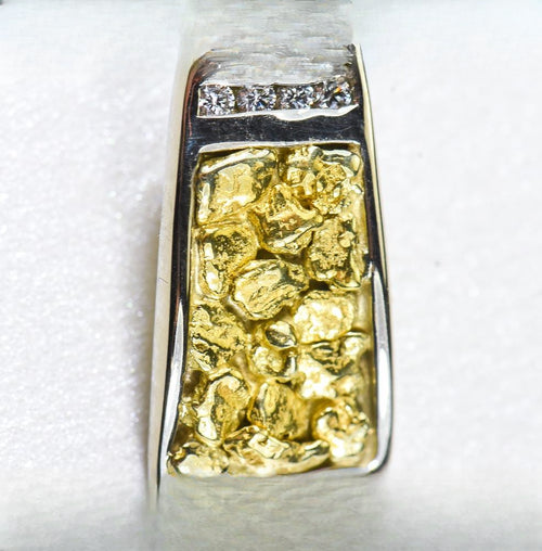 Gold Nugget Pendant "Orocal" PN892DNWX Genuine Hand Crafted Jewelry - 14K Gold White Gold Casting
