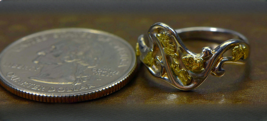 Gold Nugget Women's Ring "Orocal" RL179SS Genuine Hand Crafted Jewelry