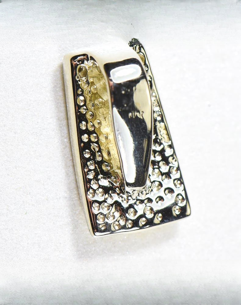 Gold Nugget Pendant "Orocal" PN892DNWX Genuine Hand Crafted Jewelry - 14K Gold White Gold Casting