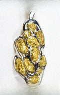 Gold Nugget Pendant "Orocal" PN305NWX Genuine Hand Crafted Jewelry - 14K Gold White Gold Casting
