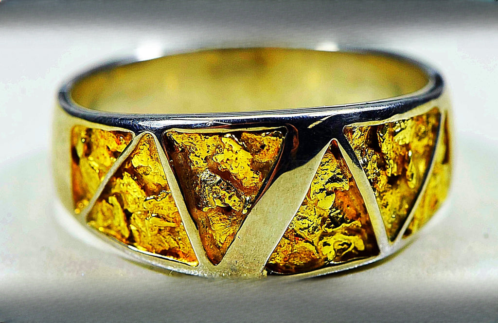 Gold Nugget Men's Ring "Orocal" RM883NSS Genuine Hand Crafted Jewelry