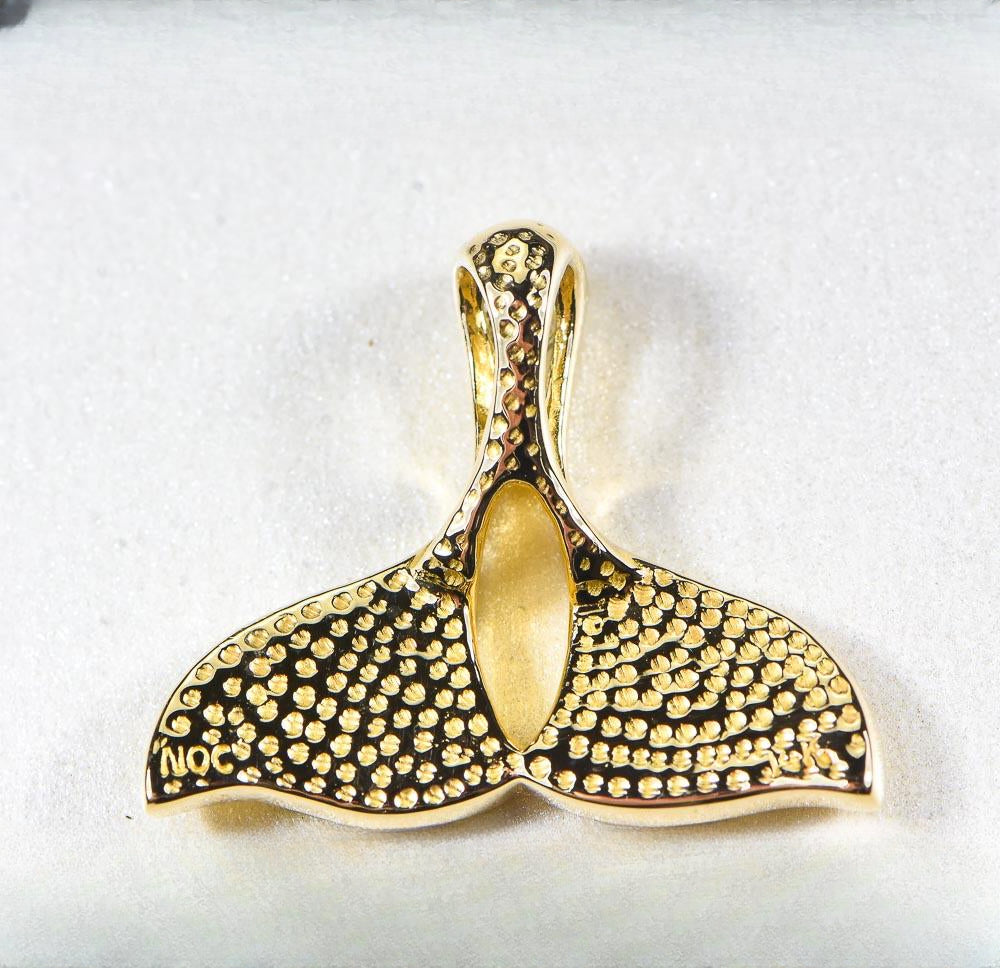 Gold Nugget Pendant Whales Tail "Orocal" PWT26DNX Genuine Hand Crafted Jewelry - 14K Gold Yellow Gold Casting