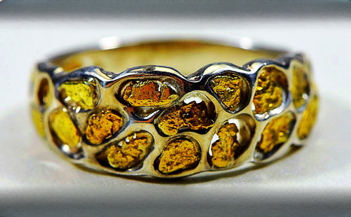 Gold Nugget Men's Ring "Orocal" RM210NSS Genuine Hand Crafted Jewelry