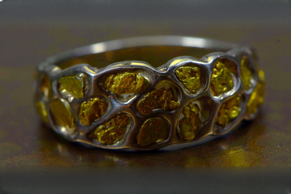 Gold Nugget Men's Ring "Orocal" RM210NSS Genuine Hand Crafted Jewelry