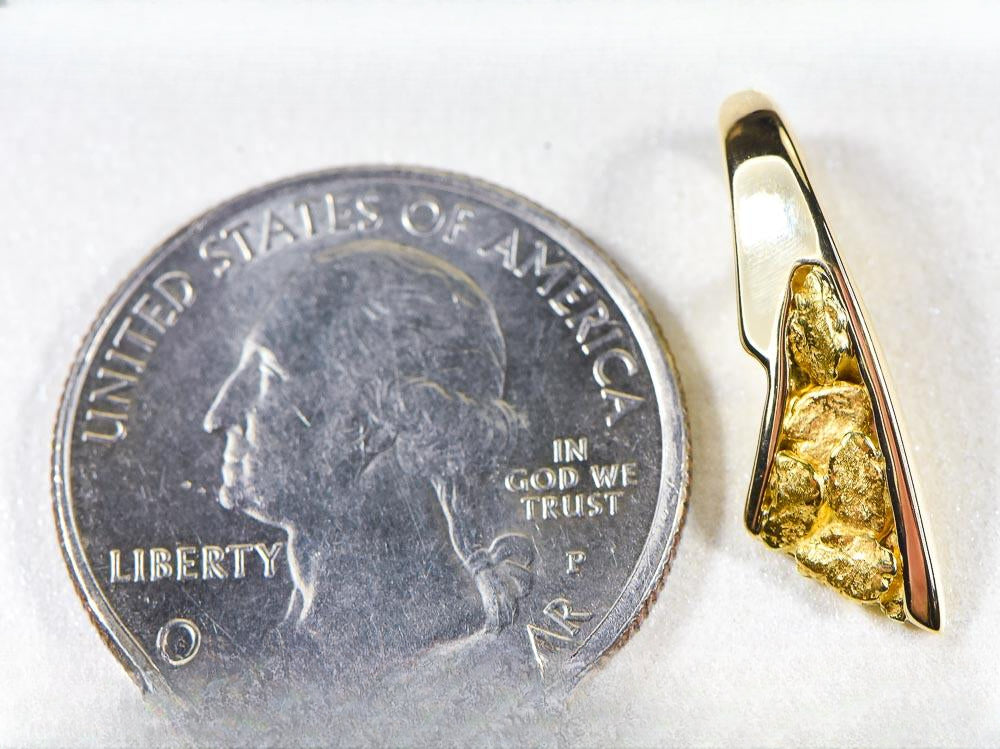 Gold Nugget Pendant "Orocal" PDL129NX Genuine Hand Crafted Jewelry - 14K Gold Yellow Gold Casting