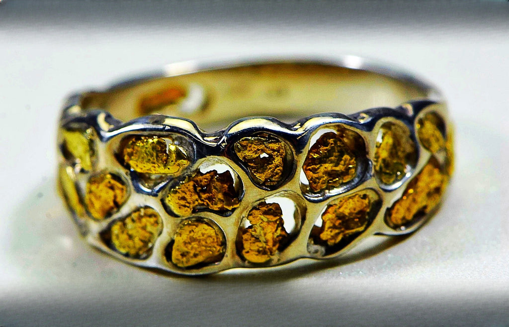 Gold Nugget Men's Ring "Orocal" RM210NSS Genuine Hand Crafted Jewelry
