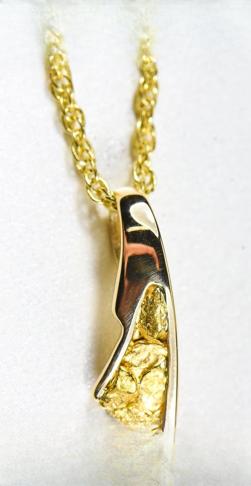 Gold Nugget Pendant "Orocal" PDL129NX Genuine Hand Crafted Jewelry - 14K Gold Yellow Gold Casting