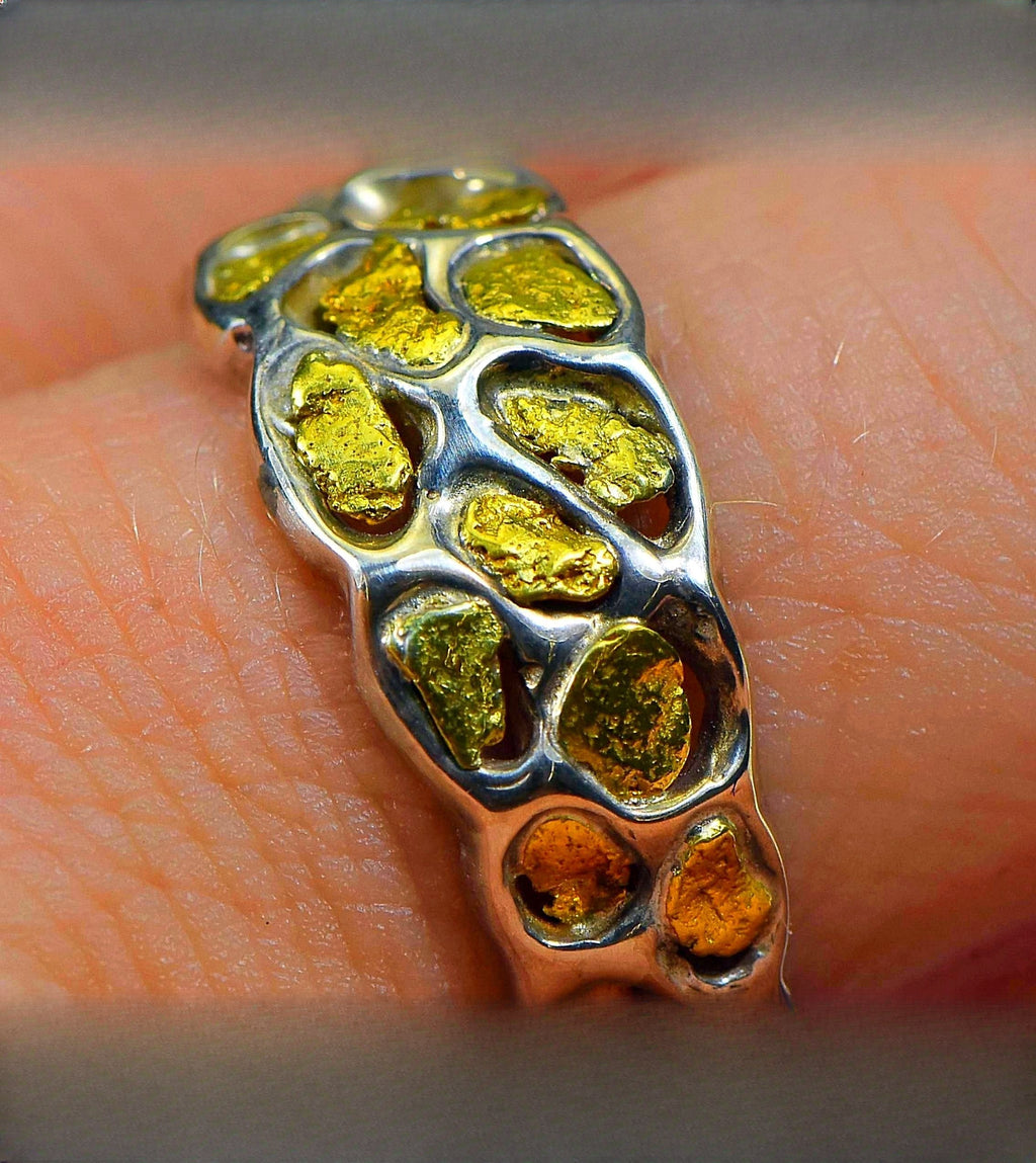 Gold Nugget Men's Ring "Orocal" RM210NSS Genuine Hand Crafted Jewelry