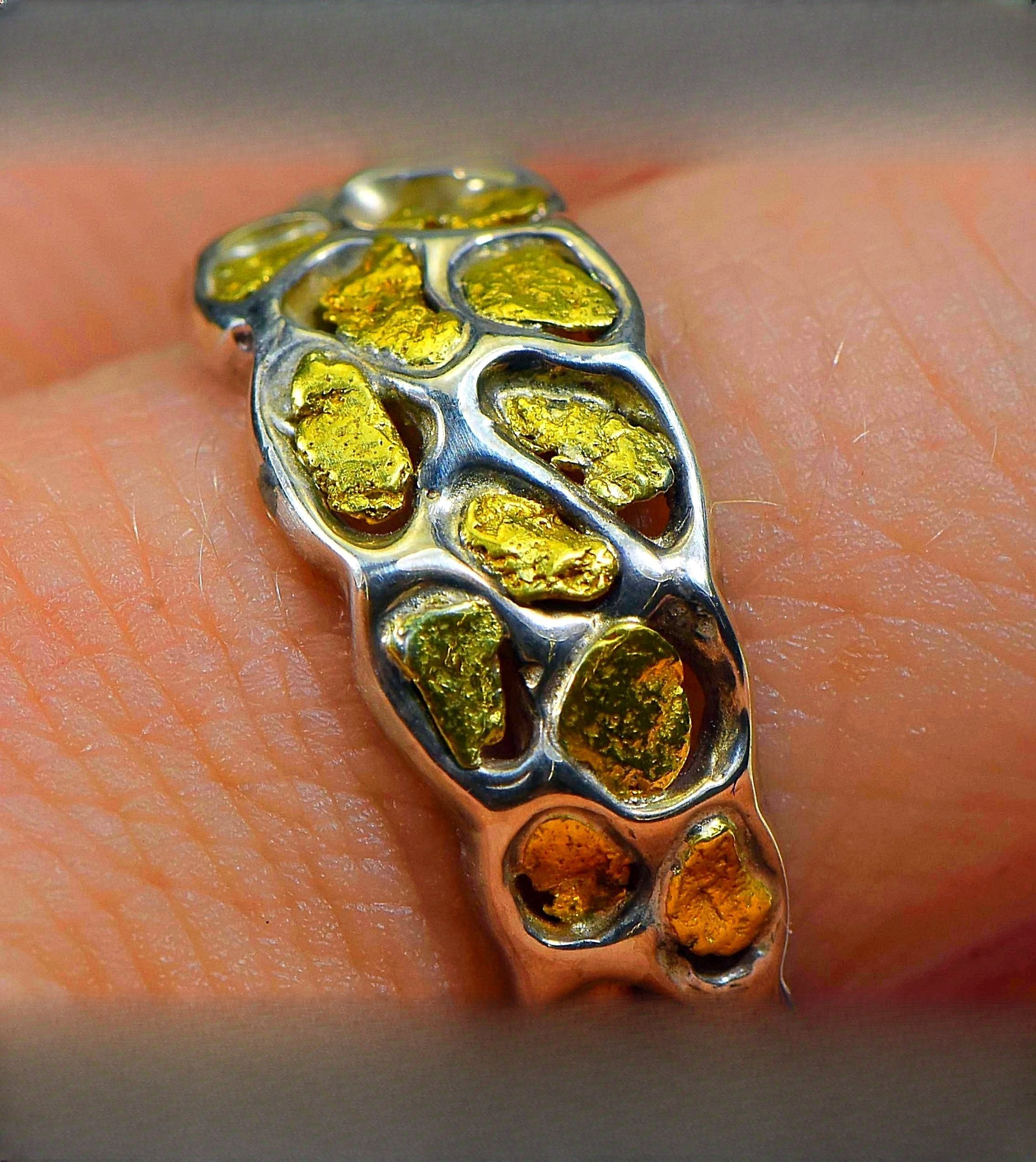Gold Nugget Men's Ring "Orocal" RM210NSS Genuine Hand Crafted Jewelry