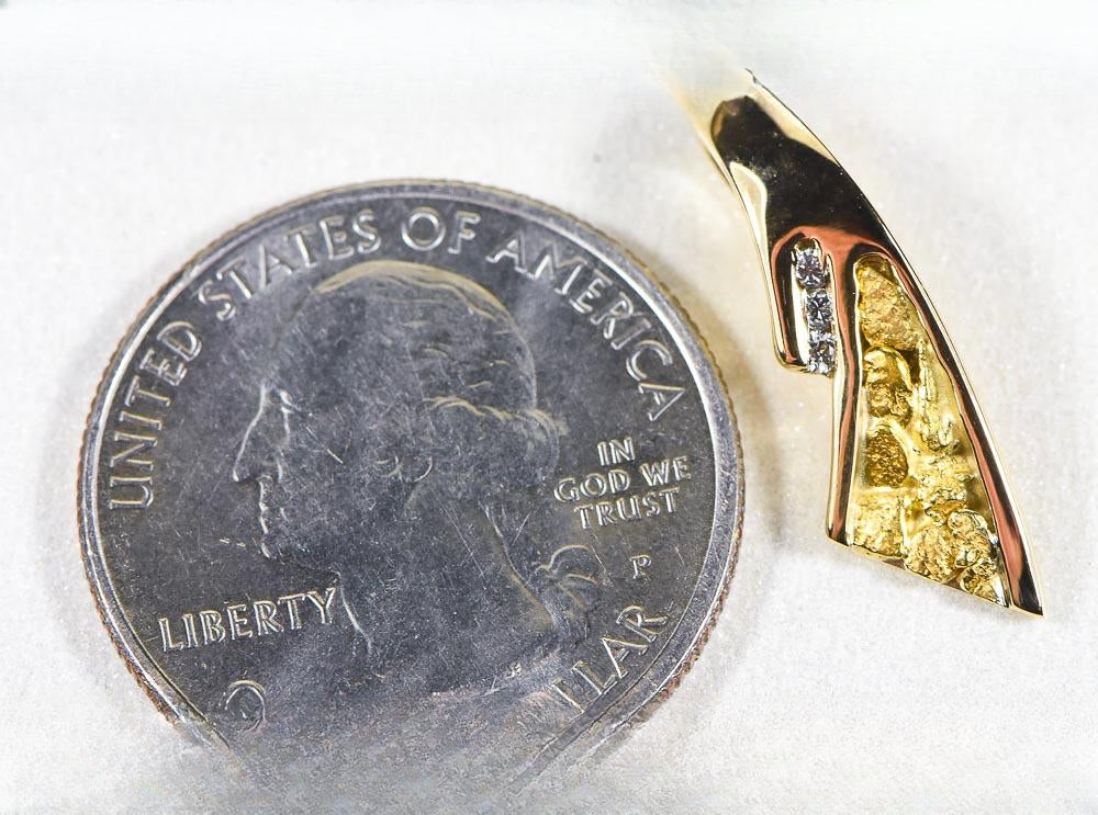 Gold Nugget Pendant "Orocal" PDL129D045NX Genuine Hand Crafted Jewelry - 14K Gold Yellow Gold Casting