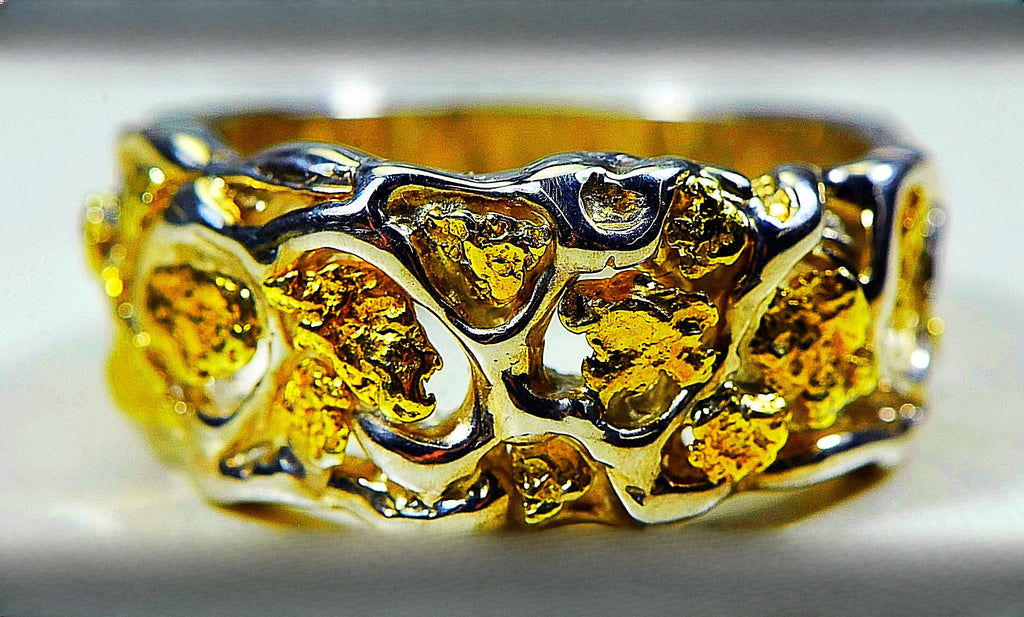 Gold Nugget Men's Ring "Orocal" RM184SS Genuine Hand Crafted Jewelry-Silver