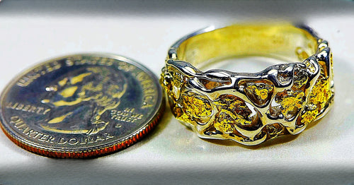 Gold Nugget Men's Ring "Orocal" RM184SS Genuine Hand Crafted Jewelry-Silver