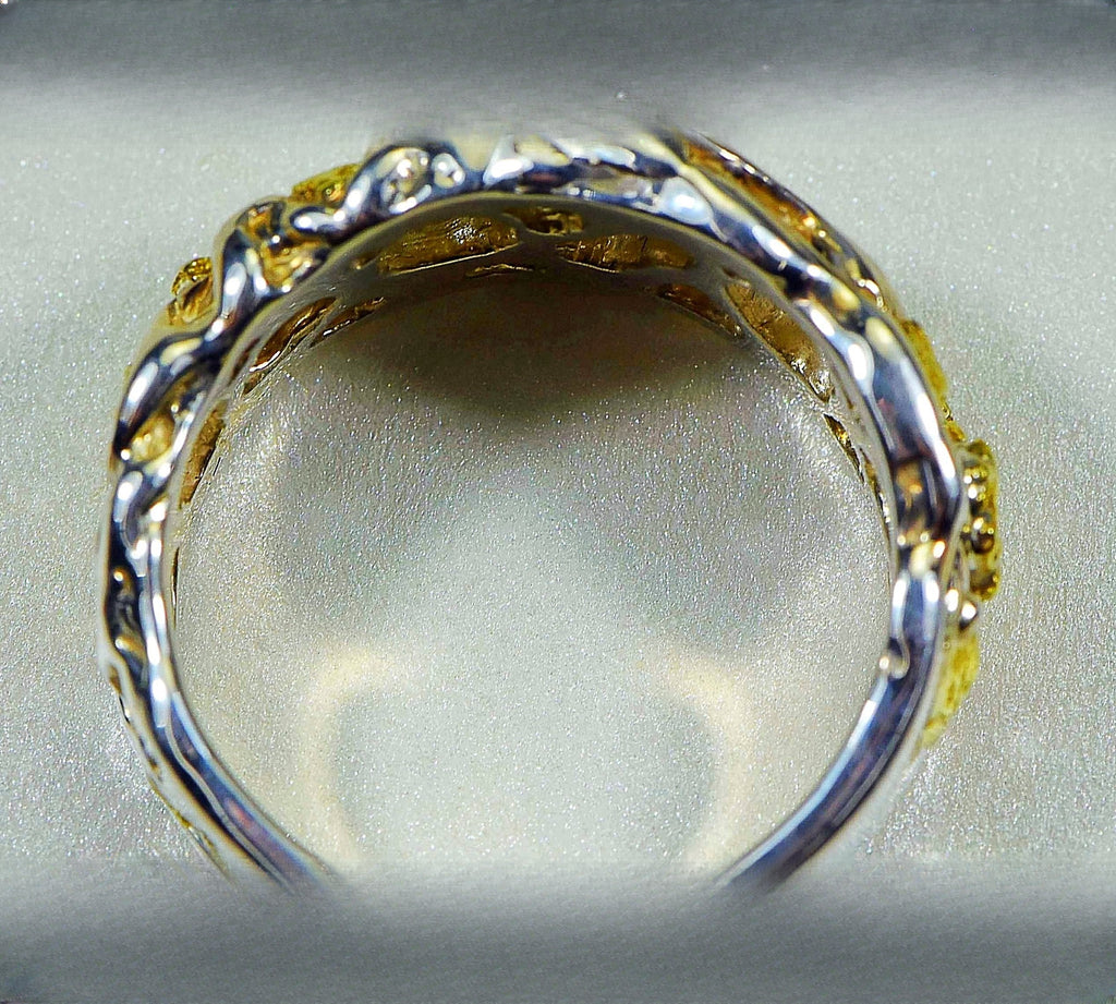 Gold Nugget Men's Ring "Orocal" RM184SS Genuine Hand Crafted Jewelry-Silver